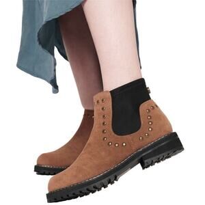 Seven7 Brown Ankle Boots with Black Accents